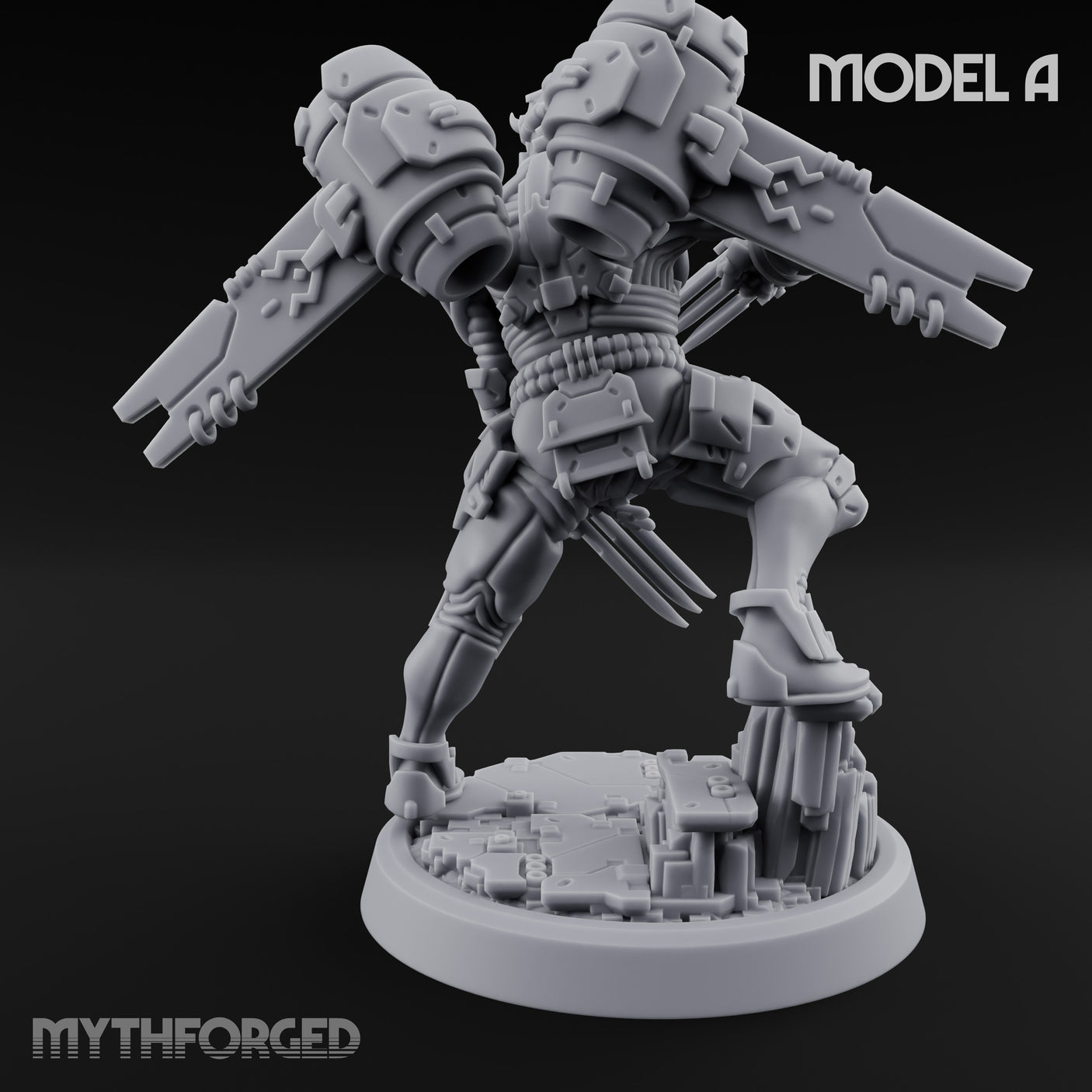 Gun Toting Leaping Warforged Trooper A Miniature for Dungeons and Dragons, Pathfinder or other TTRPGs