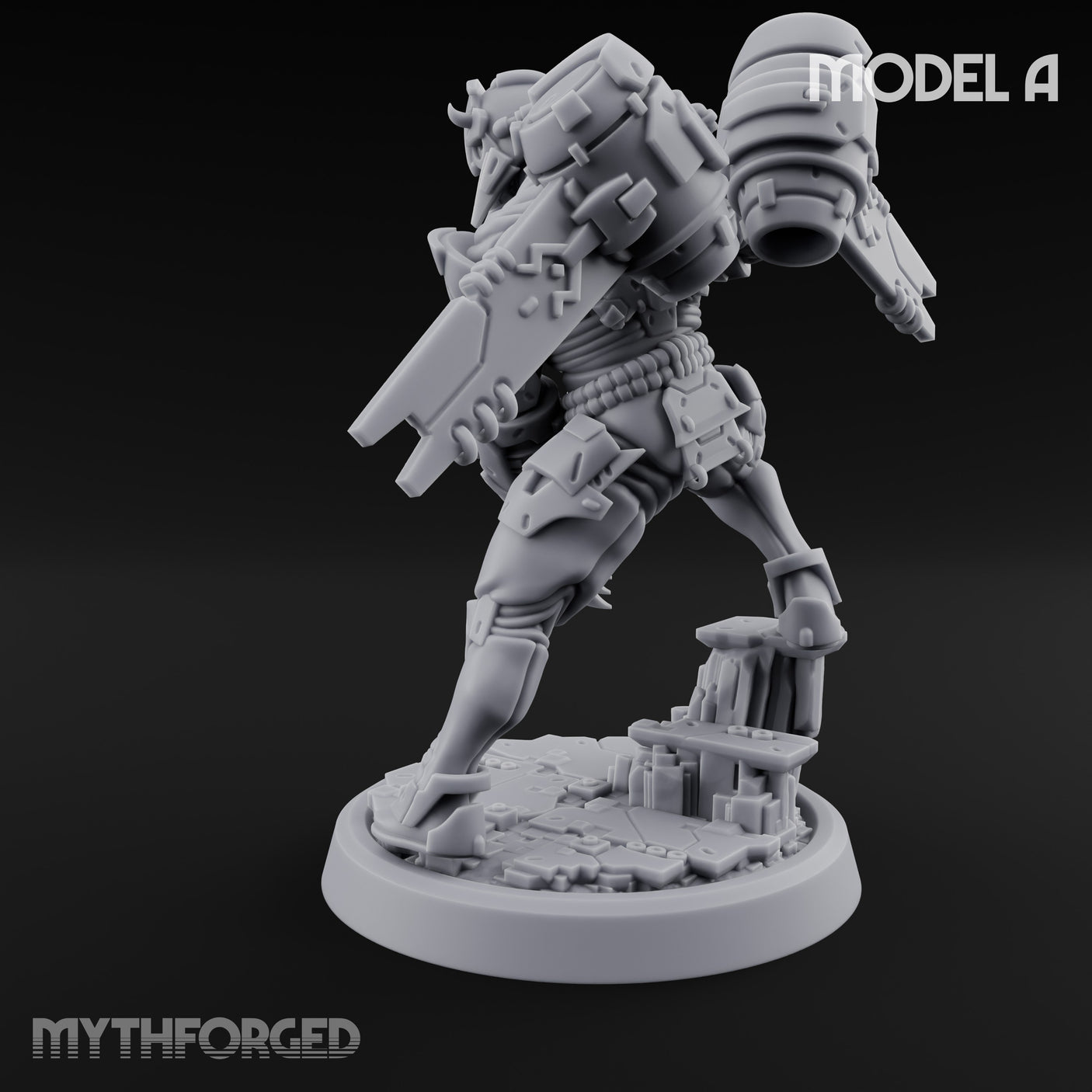 Gun Toting Leaping Warforged Trooper A Miniature for Dungeons and Dragons, Pathfinder or other TTRPGs