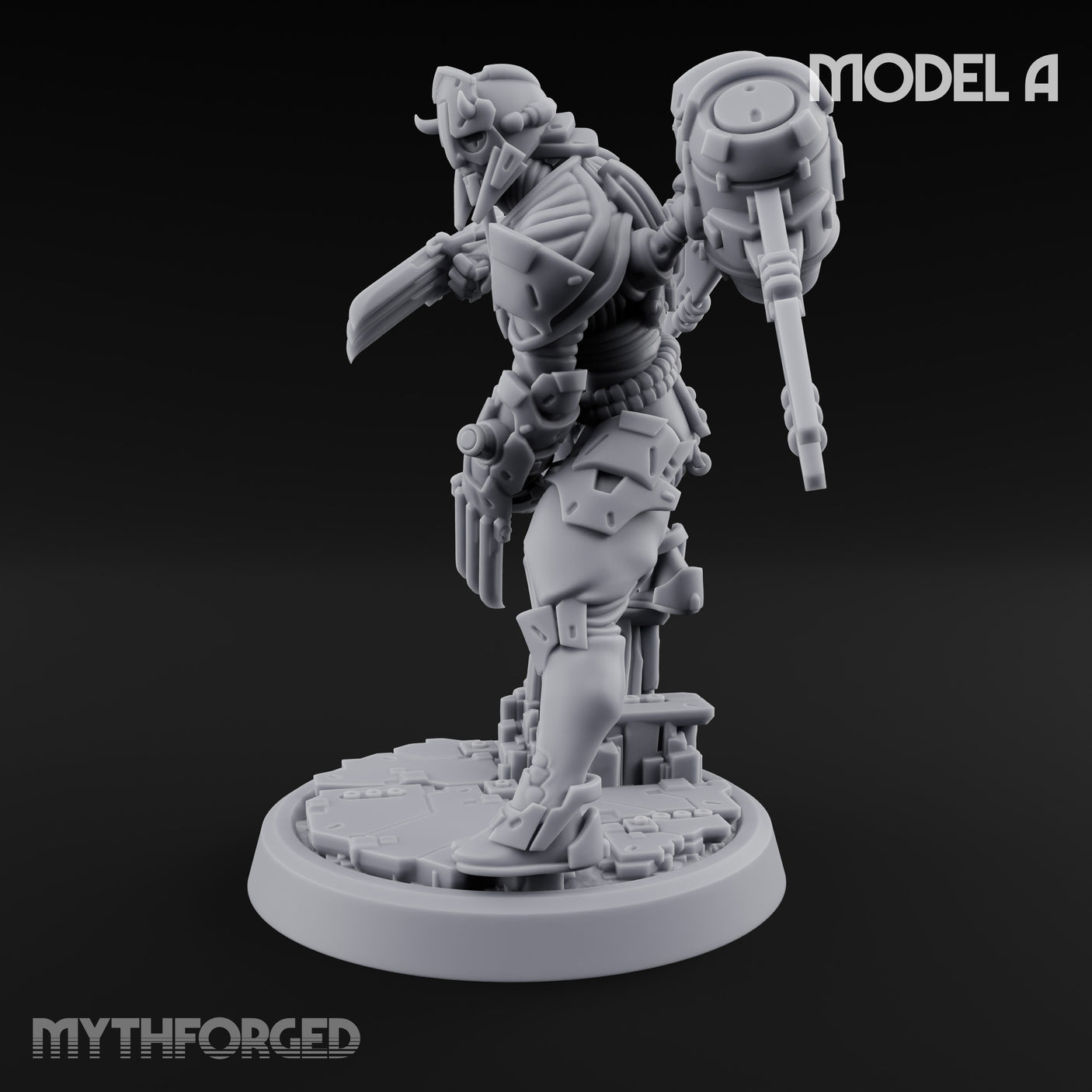 Gun Toting Leaping Warforged Trooper A Miniature for Dungeons and Dragons, Pathfinder or other TTRPGs