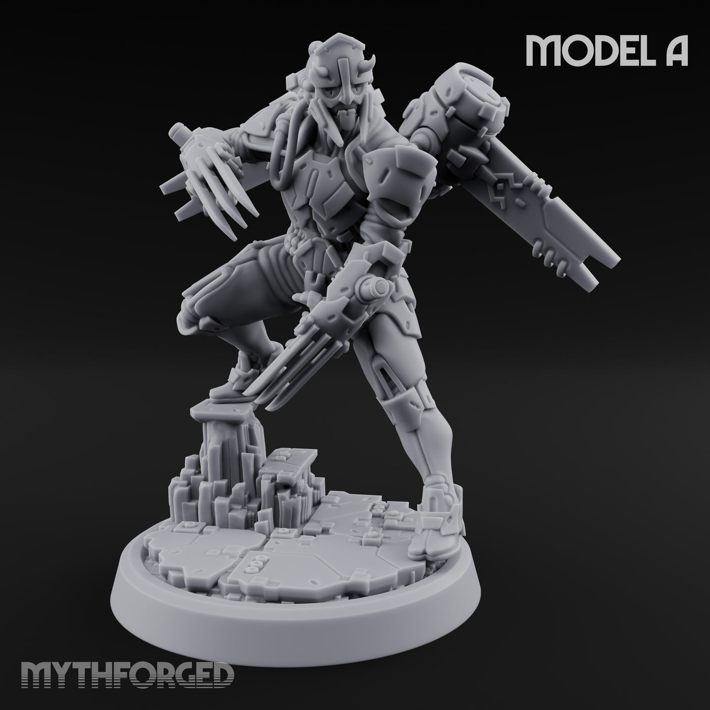 Gun Toting Leaping Warforged Trooper A Miniature for Dungeons and Dragons, Pathfinder or other TTRPGs