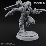 Gun Toting Leaping Warforged Trooper B Miniature for Dungeons and Dragons, Pathfinder or other TTRPGs
