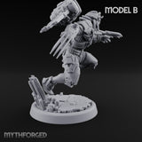 Gun Toting Leaping Warforged Trooper B Miniature for Dungeons and Dragons, Pathfinder or other TTRPGs