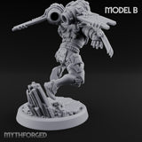 Gun Toting Leaping Warforged Trooper B Miniature for Dungeons and Dragons, Pathfinder or other TTRPGs