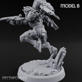 Gun Toting Leaping Warforged Trooper B Miniature for Dungeons and Dragons, Pathfinder or other TTRPGs