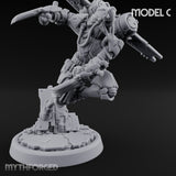 Gun Toting Leaping Warforged Trooper C Miniature for Dungeons and Dragons, Pathfinder or other TTRPGs