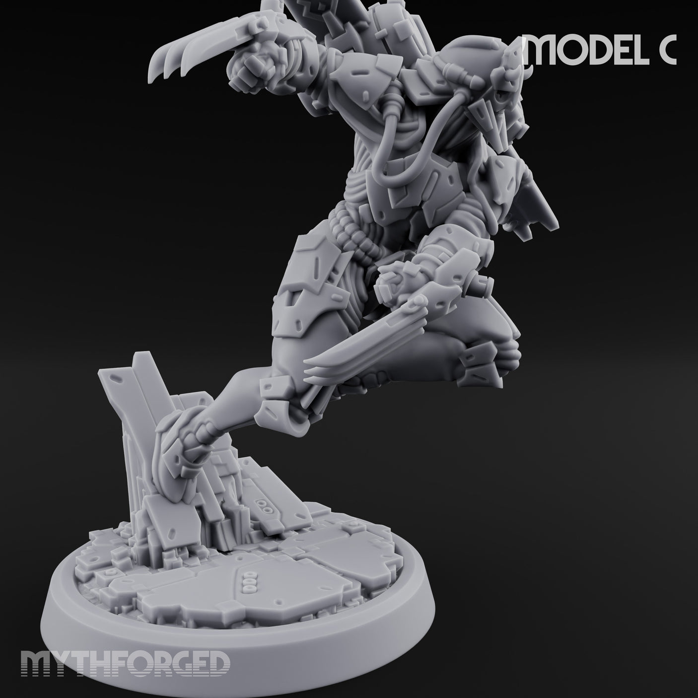 Gun Toting Leaping Warforged Trooper C Miniature for Dungeons and Dragons, Pathfinder or other TTRPGs