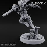 Gun Toting Leaping Warforged Trooper C Miniature for Dungeons and Dragons, Pathfinder or other TTRPGs