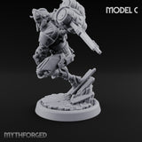 Gun Toting Leaping Warforged Trooper C Miniature for Dungeons and Dragons, Pathfinder or other TTRPGs