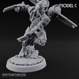 Gun Toting Leaping Warforged Trooper C Miniature for Dungeons and Dragons, Pathfinder or other TTRPGs