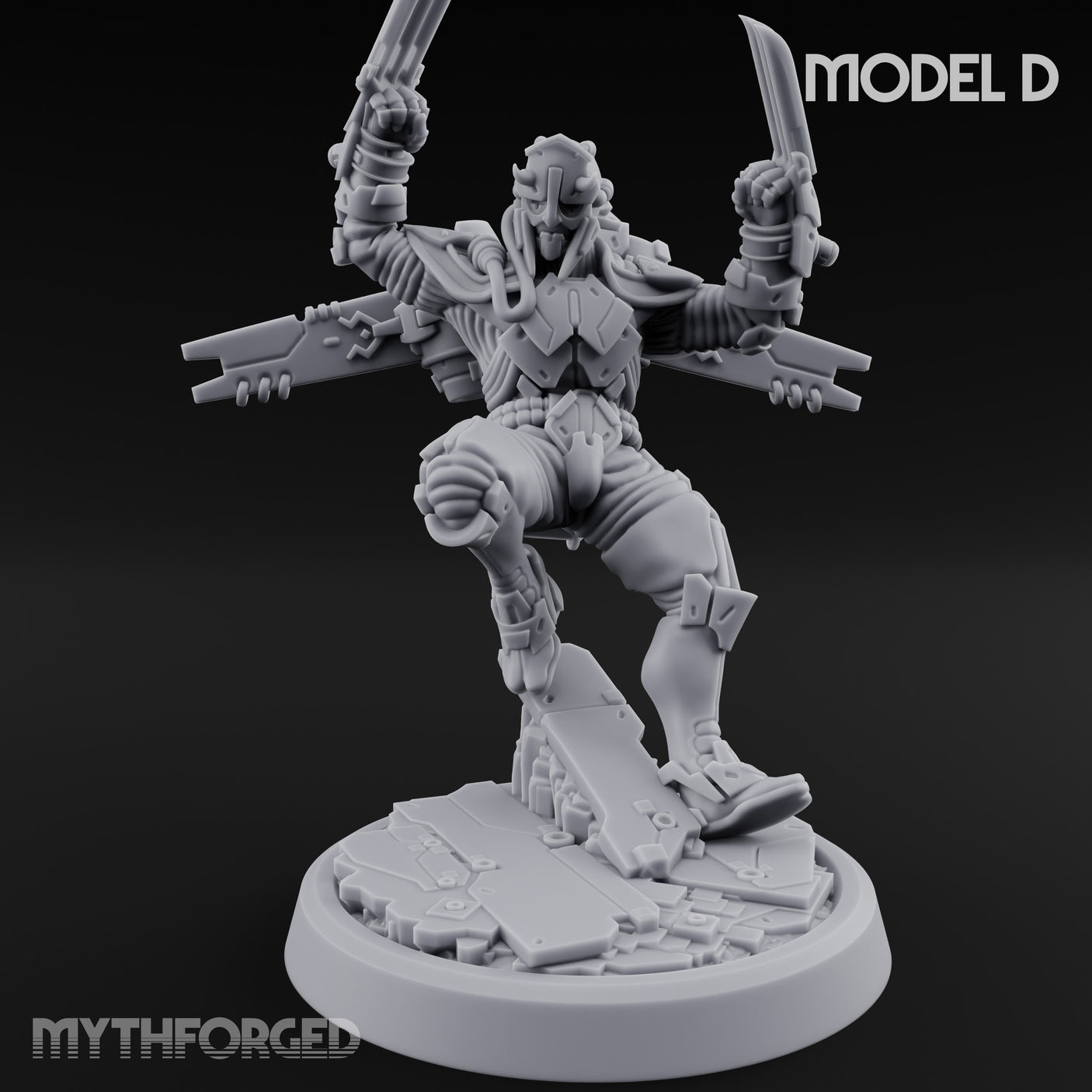 Gun Toting Leaping Warforged Trooper D Miniature for Dungeons and Dragons, Pathfinder or other TTRPGs