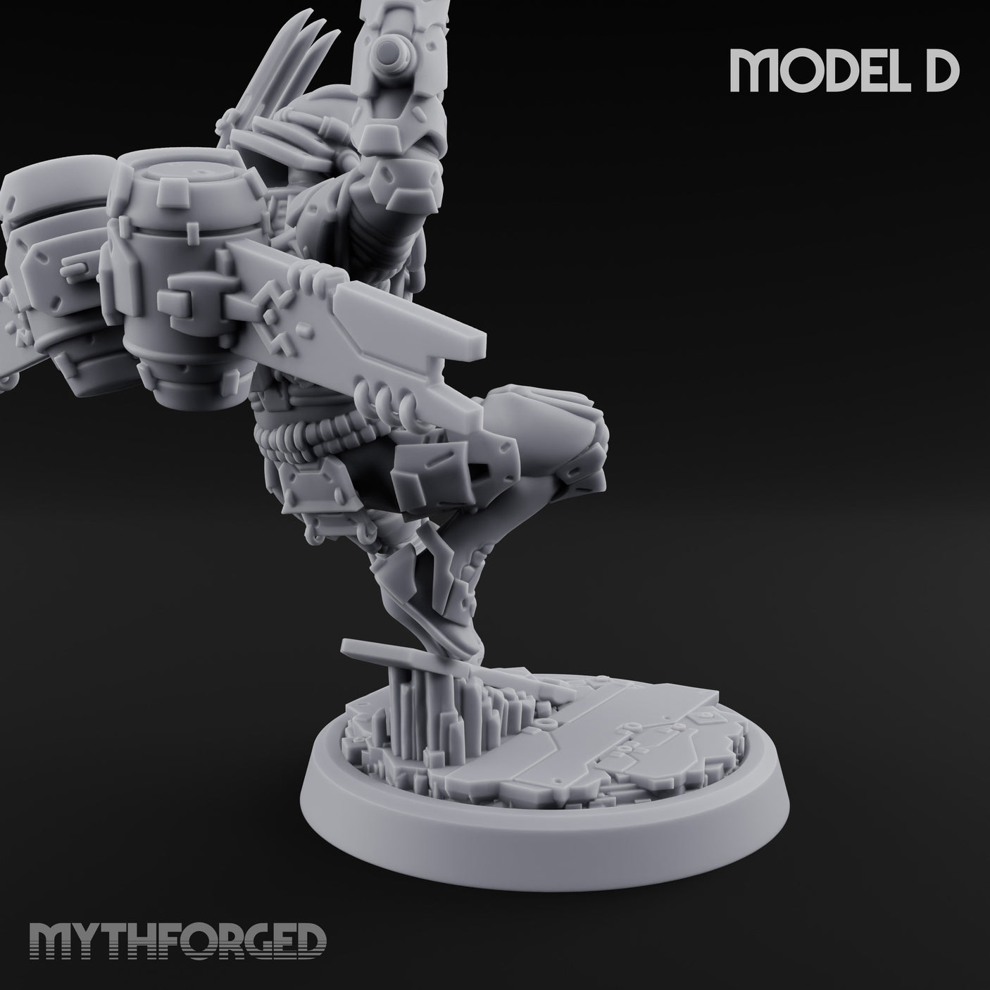 Gun Toting Leaping Warforged Trooper D Miniature for Dungeons and Dragons, Pathfinder or other TTRPGs