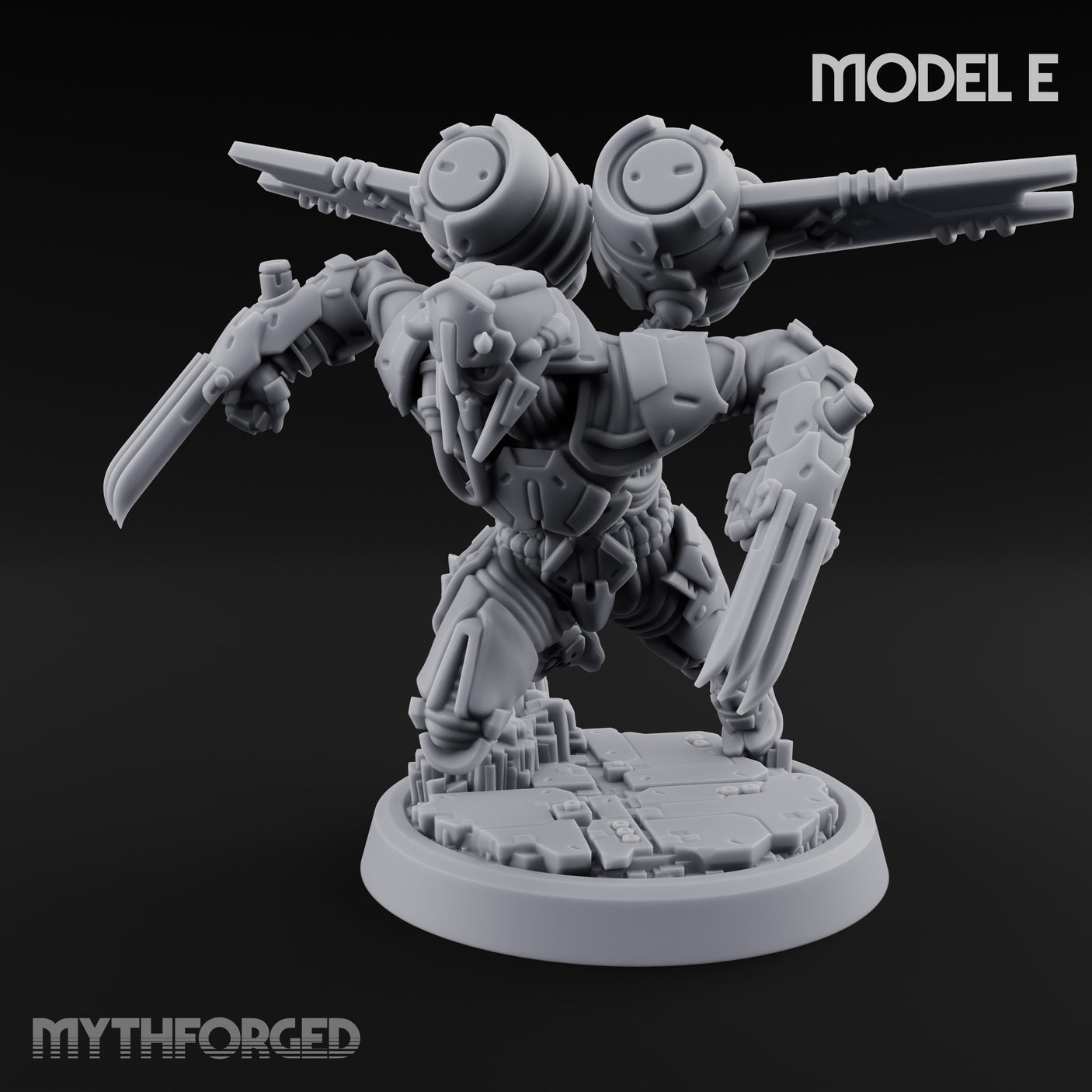 Gun Toting Leaping Warforged Trooper E Miniature for Dungeons and Dragons, Pathfinder or other TTRPGs