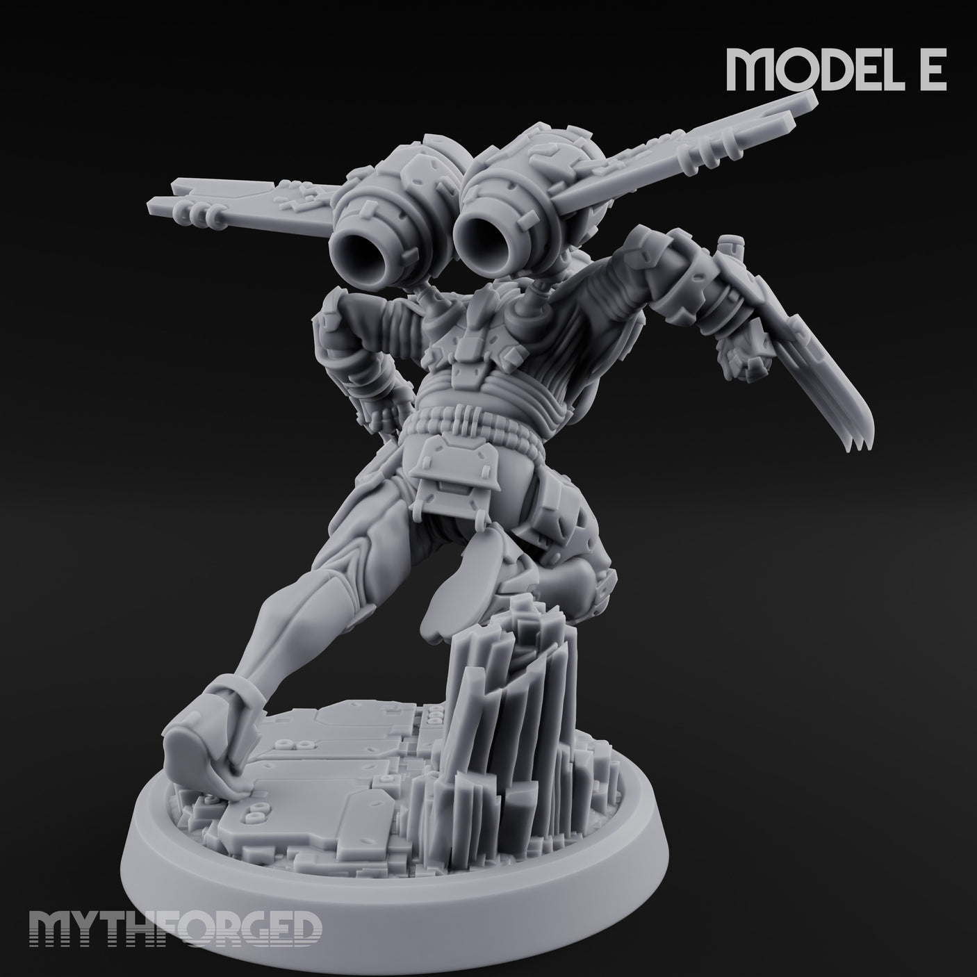 Gun Toting Leaping Warforged Trooper E Miniature for Dungeons and Dragons, Pathfinder or other TTRPGs