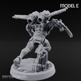 Gun Toting Leaping Warforged Trooper E Miniature for Dungeons and Dragons, Pathfinder or other TTRPGs