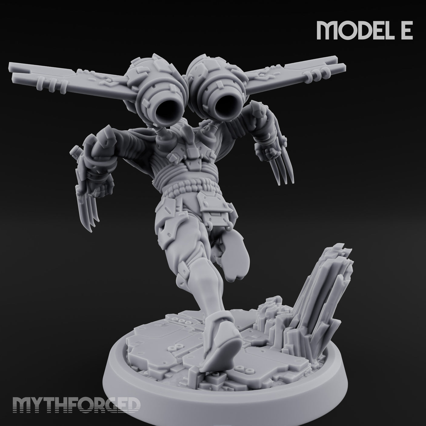 Gun Toting Leaping Warforged Trooper E Miniature for Dungeons and Dragons, Pathfinder or other TTRPGs