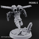 Gun Toting Leaping Warforged Trooper E Miniature for Dungeons and Dragons, Pathfinder or other TTRPGs