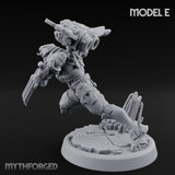 Gun Toting Leaping Warforged Trooper E Miniature for Dungeons and Dragons, Pathfinder or other TTRPGs