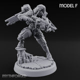 Gun Toting Leaping Warforged Trooper F Miniature for Dungeons and Dragons, Pathfinder or other TTRPGs