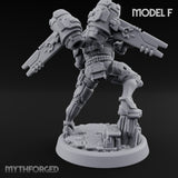 Gun Toting Leaping Warforged Trooper F Miniature for Dungeons and Dragons, Pathfinder or other TTRPGs