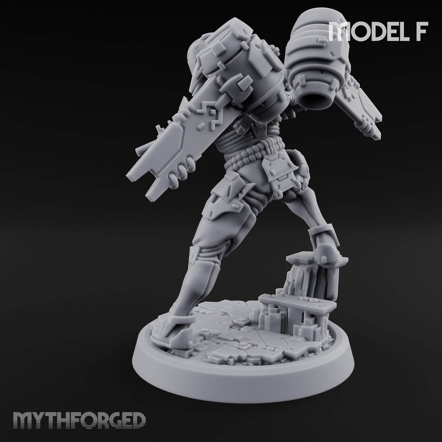 Gun Toting Leaping Warforged Trooper F Miniature for Dungeons and Dragons, Pathfinder or other TTRPGs