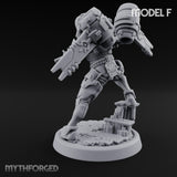 Gun Toting Leaping Warforged Trooper F Miniature for Dungeons and Dragons, Pathfinder or other TTRPGs