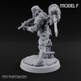 Gun Toting Leaping Warforged Trooper F Miniature for Dungeons and Dragons, Pathfinder or other TTRPGs