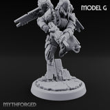 Gun Toting Leaping Warforged Trooper G Miniature for Dungeons and Dragons, Pathfinder or other TTRPGs