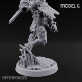 Gun Toting Leaping Warforged Trooper G Miniature for Dungeons and Dragons, Pathfinder or other TTRPGs