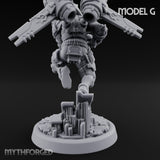 Gun Toting Leaping Warforged Trooper G Miniature for Dungeons and Dragons, Pathfinder or other TTRPGs
