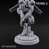 Gun Toting Leaping Warforged Trooper G Miniature for Dungeons and Dragons, Pathfinder or other TTRPGs