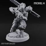 Gun Toting Leaping Warforged Trooper H Miniature for Dungeons and Dragons, Pathfinder or other TTRPGs