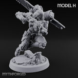 Gun Toting Leaping Warforged Trooper H Miniature for Dungeons and Dragons, Pathfinder or other TTRPGs