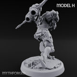 Gun Toting Leaping Warforged Trooper H Miniature for Dungeons and Dragons, Pathfinder or other TTRPGs