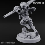 Gun Toting Leaping Warforged Trooper H Miniature for Dungeons and Dragons, Pathfinder or other TTRPGs