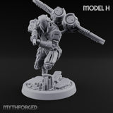 Gun Toting Leaping Warforged Trooper H Miniature for Dungeons and Dragons, Pathfinder or other TTRPGs