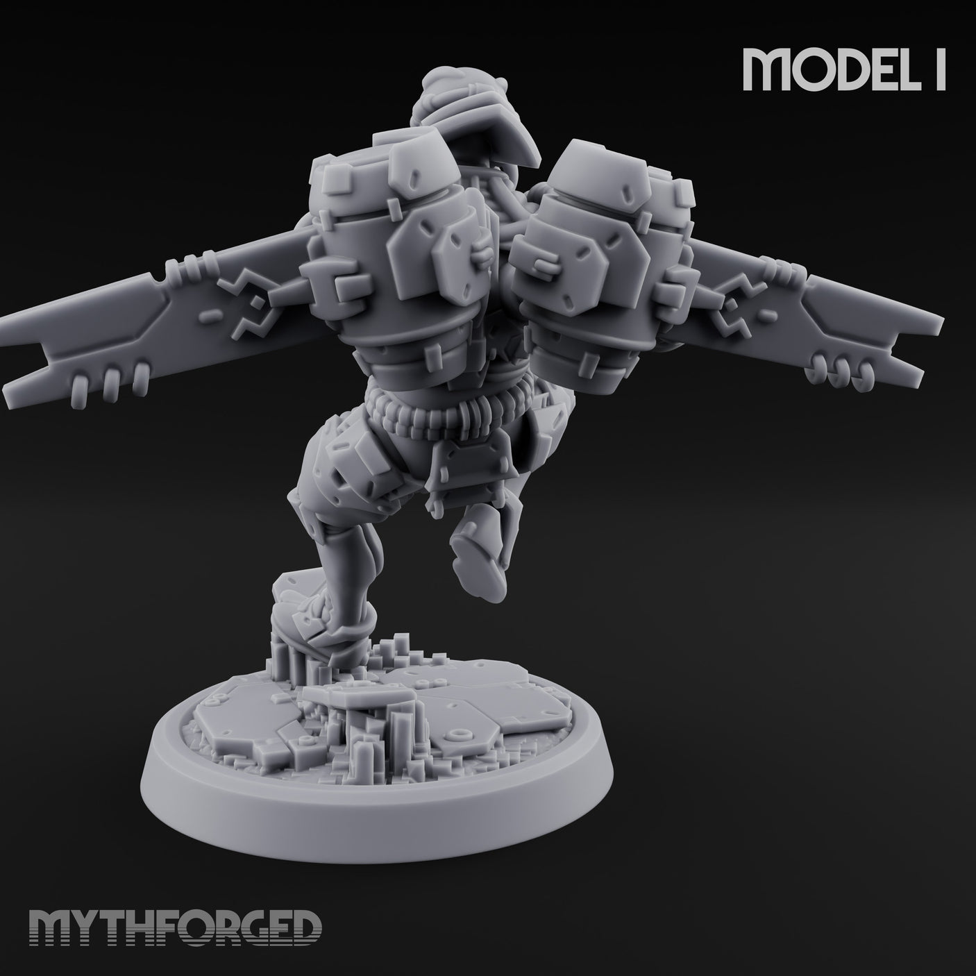 Gun Toting Leaping Warforged Trooper I Miniature for Dungeons and Dragons, Pathfinder or other TTRPGs