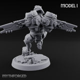 Gun Toting Leaping Warforged Trooper I Miniature for Dungeons and Dragons, Pathfinder or other TTRPGs