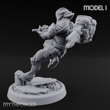 Gun Toting Leaping Warforged Trooper I Miniature for Dungeons and Dragons, Pathfinder or other TTRPGs