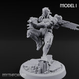 Gun Toting Leaping Warforged Trooper I Miniature for Dungeons and Dragons, Pathfinder or other TTRPGs