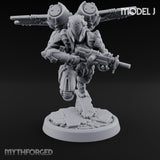 Gun Toting Leaping Warforged Trooper J Miniature for Dungeons and Dragons, Pathfinder or other TTRPGs