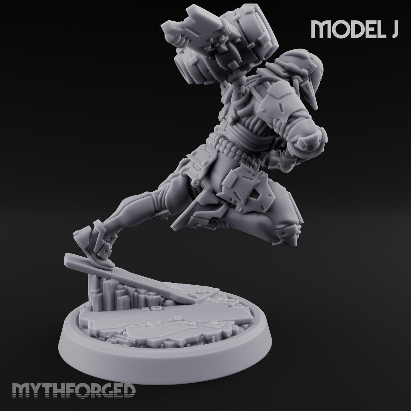 Gun Toting Leaping Warforged Trooper J Miniature for Dungeons and Dragons, Pathfinder or other TTRPGs