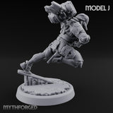 Gun Toting Leaping Warforged Trooper J Miniature for Dungeons and Dragons, Pathfinder or other TTRPGs