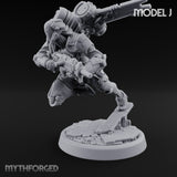 Gun Toting Leaping Warforged Trooper J Miniature for Dungeons and Dragons, Pathfinder or other TTRPGs