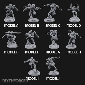 Gun Toting Leaping Warforged Troopers Miniature for Dungeons and Dragons, Pathfinder or other TTRPGs