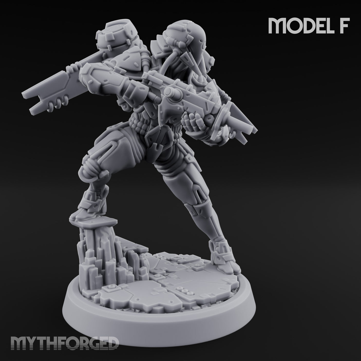 Gun Toting Leaping Warforged Troopers Miniature for Dungeons and Dragons, Pathfinder or other TTRPGs