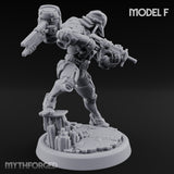 Gun Toting Leaping Warforged Troopers Miniature for Dungeons and Dragons, Pathfinder or other TTRPGs