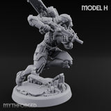 Gun Toting Leaping Warforged Troopers Miniature for Dungeons and Dragons, Pathfinder or other TTRPGs