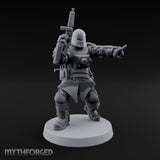 Gun Up Finger Pointing Human Combat Engineer Miniature for Dungeons and Dragons, Pathfinder or other TTRPGs