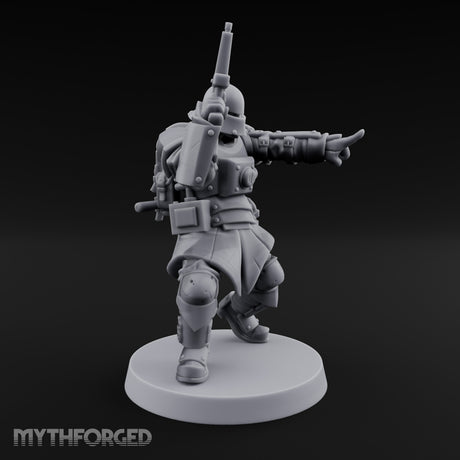 Gun Up Finger Pointing Human Combat Engineer Miniature for Dungeons and Dragons, Pathfinder or other TTRPGs