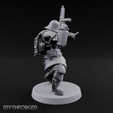 Gun Up Finger Pointing Human Combat Engineer Miniature for Dungeons and Dragons, Pathfinder or other TTRPGs